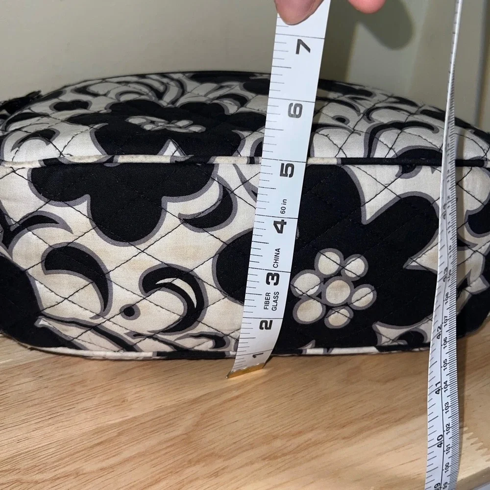 Vera Bradley Night and Day Quilted Floral Crossbody Bag Black White Shoulder Bag